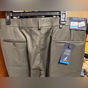 Nautica Men's wool pleated dress pants olive size 36 x 30 NWT